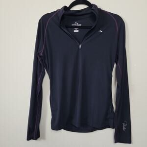 Merino Blend By Paradox Womens Black Long Sleeve 1/4 Zip Activewear Top Size M